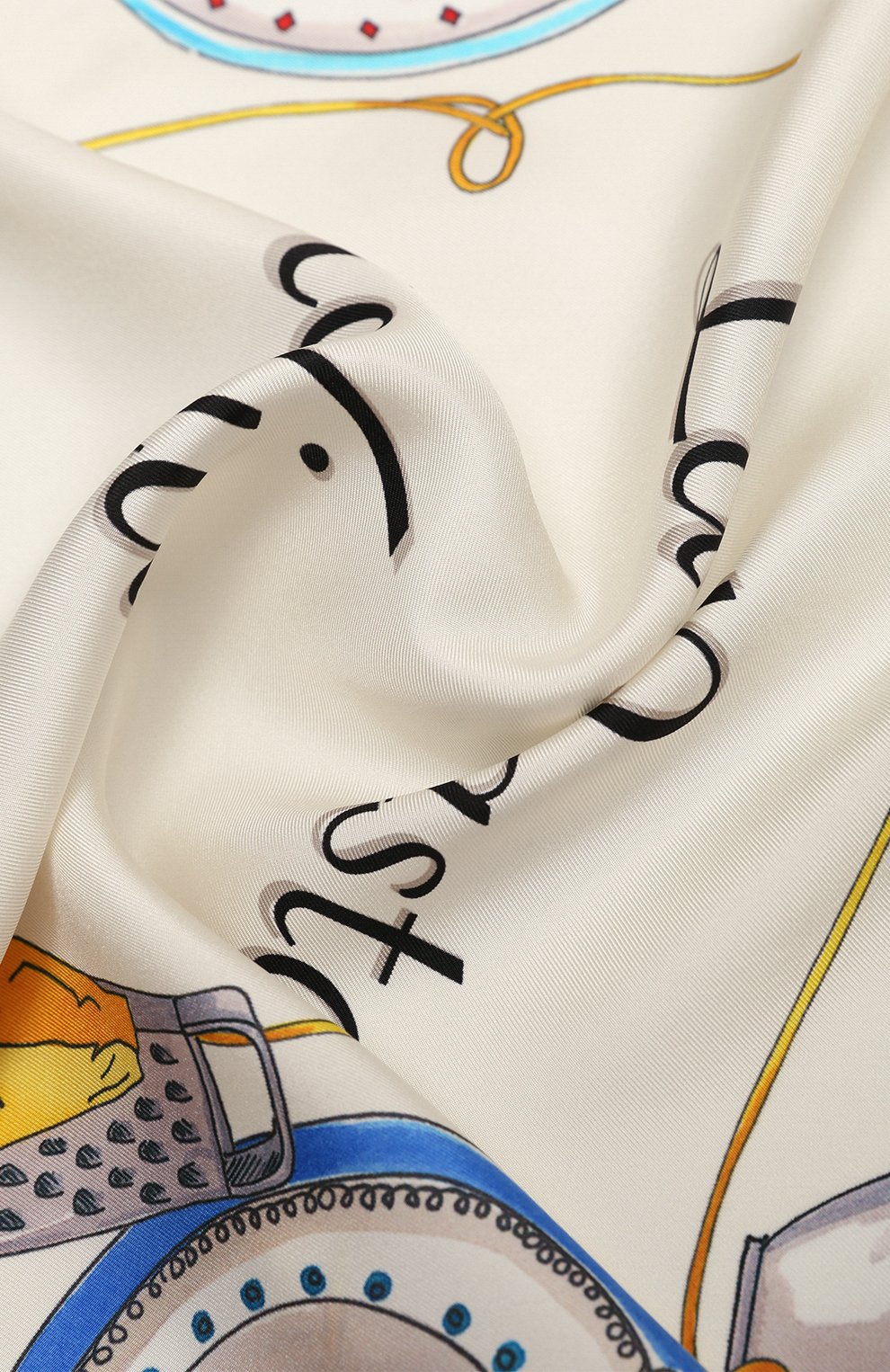 Женский шелковый платок DOLCE & GABBANA бежевого цвета, арт. FN090R/GDAWB | Фото 3 (Принт: С принтом; Материал: Текстиль, Шелк)