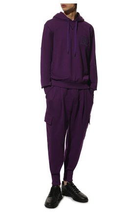 Мужские хлопковые джоггеры DOLCE & GABBANA фиолетового цвета, арт. GVENAZ/G7C8H | Фото 2 (Длина (брюки, джинсы): Стандартные; Материал внешний: Хлопок; Стили: Спорт-шик; Силуэт М (брюки): Джоггеры)