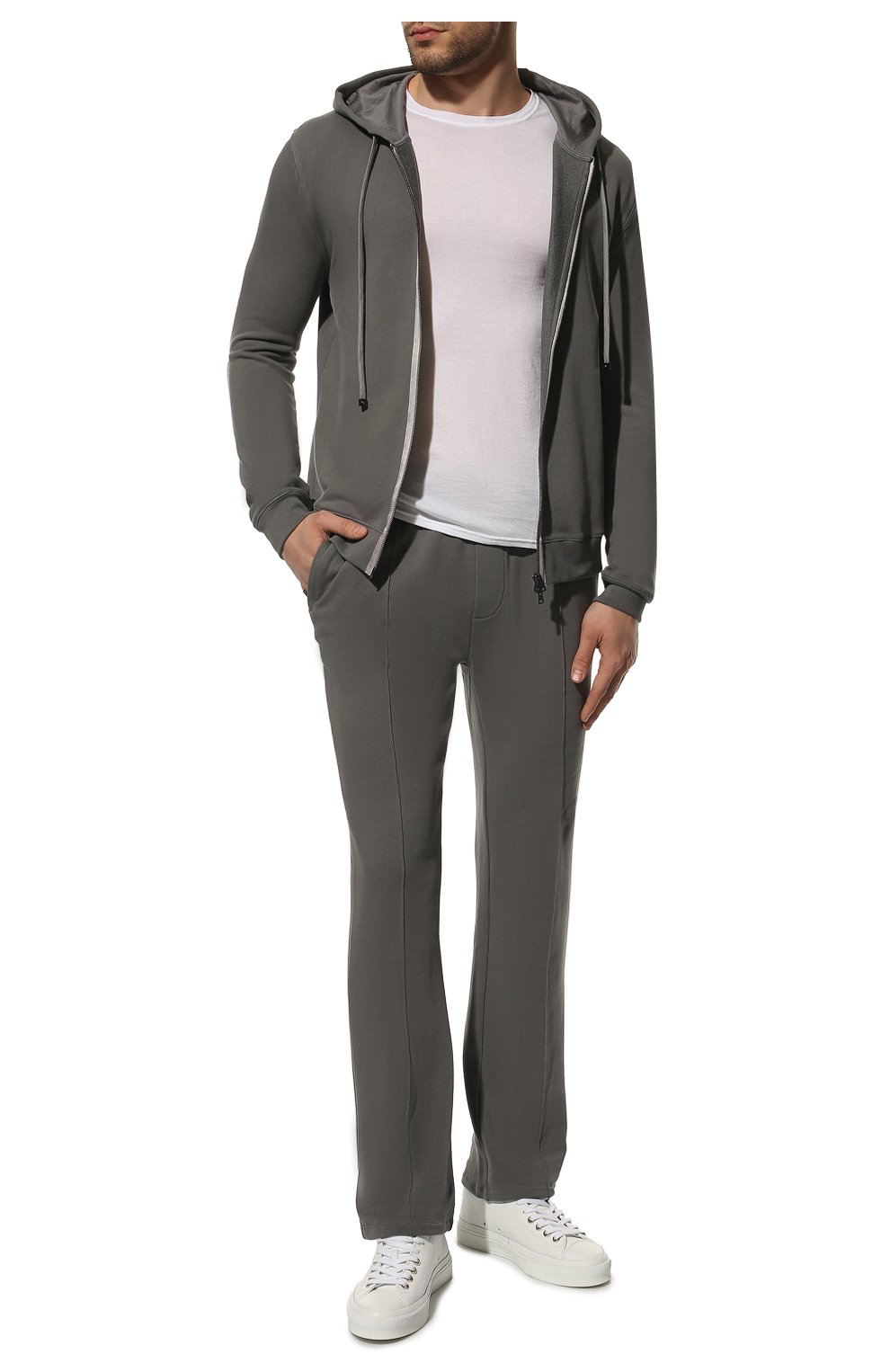Мужские хлопковые брюки LIMITATO серого цвета, арт. H0LD 0N/TRACK PANTS | Фото 2 (Длина (брюки, джинсы): Стандартные; Случай: Повседневный; Материал внешний: Хлопок; Стили: Кэжуэл)