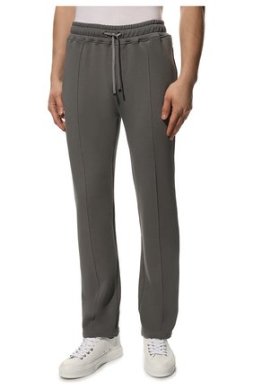 Мужские хлопковые брюки LIMITATO серого цвета, арт. H0LD 0N/TRACK PANTS | Фото 3 (Длина (брюки, джинсы): Стандартные; Случай: Повседневный; Материал внешний: Хлопок; Стили: Кэжуэл)