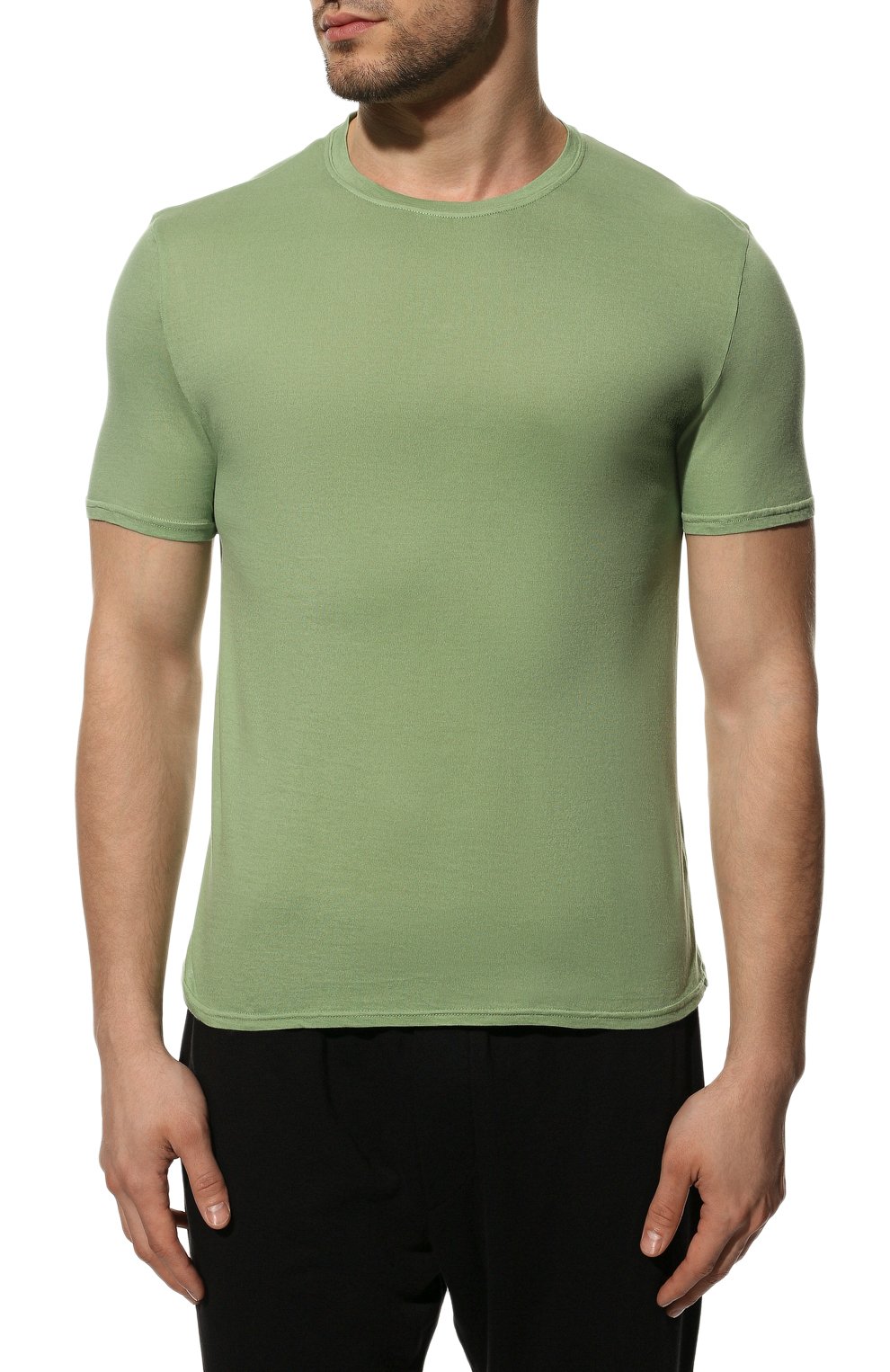 Мужская хлопковая футболка FEDELI зеленого цвета, арт. 5UID0113 | Фото 3 (Принт: Без принта; Рукава: Короткие; Длина (для топов): Стандартные; Материал внешний: Хлопок; Стили: Кэжуэл)