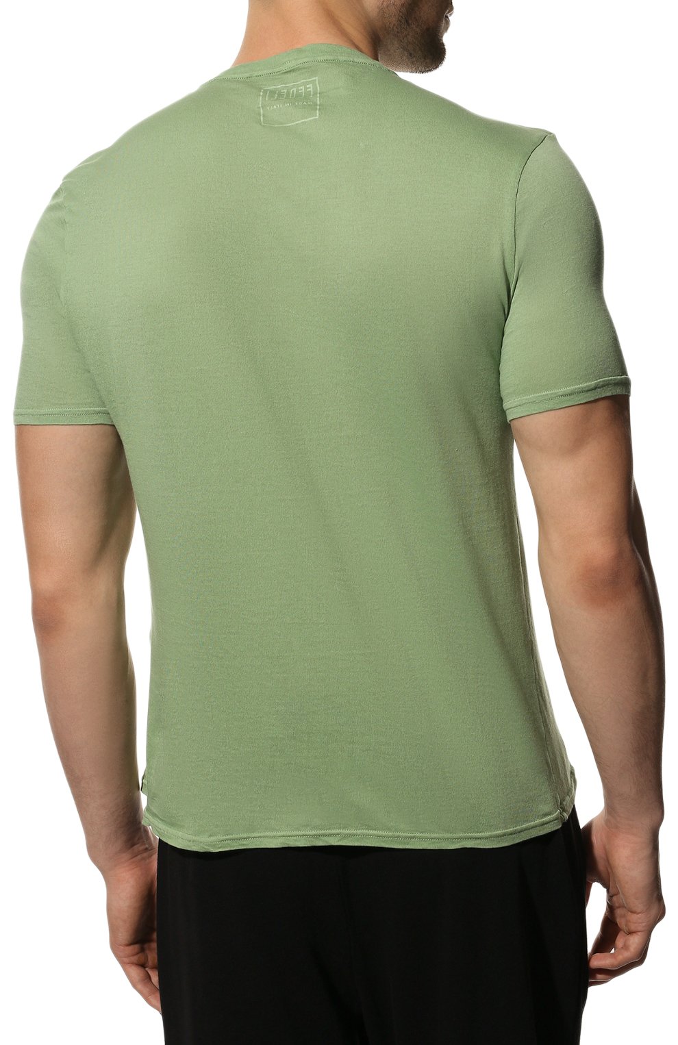 Мужская хлопковая футболка FEDELI зеленого цвета, арт. 5UID0113 | Фото 4 (Принт: Без принта; Рукава: Короткие; Длина (для топов): Стандартные; Материал внешний: Хлопок; Стили: Кэжуэл)