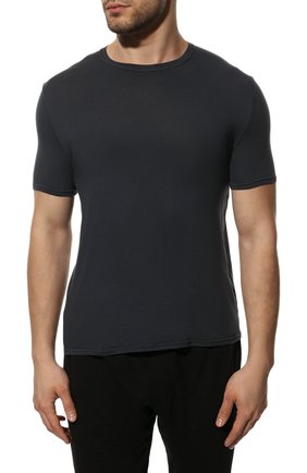 Мужская хлопковая футболка FEDELI темно-серого цвета, арт. 5UID0113 | Фото 3 (Принт: Без принта; Рукава: Короткие; Длина (для топов): Стандартные; Материал внешний: Хлопок; Стили: Кэжуэл)