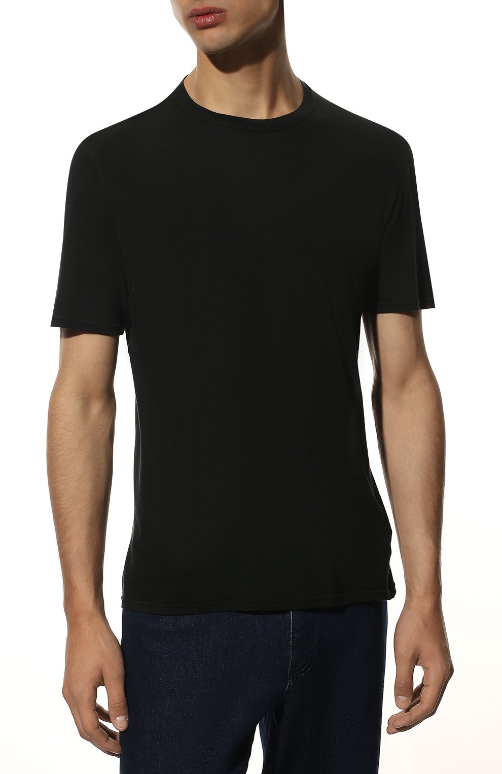 Мужская хлопковая футболка FEDELI черного цвета, арт. 5UID0113 | Фото 3 (Принт: Без принта; Рукава: Короткие; Длина (для топов): Стандартные; Материал внешний: Хлопок; Стили: Кэжуэл)