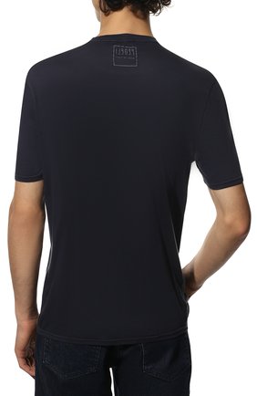 Мужская хлопковая футболка FEDELI темно-синего цвета, арт. 5UID0113 | Фото 4 (Принт: Без принта; Рукава: Короткие; Длина (для топов): Стандартные; Материал внешний: Хлопок; Стили: Кэжуэл)
