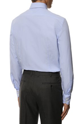 Мужская хлопковая сорочка VAN LAACK голубого цвета, арт. RIVARA-LTF/141786 | Фото 5 (Манжеты: На пуговицах; Рукава: Длинные; Воротник: Акула; Принт: Полоска; Длина (для топов): Стандартные; Рубашки М: Slim Fit; Материал внешний: Хлопок; Стили: Классический; Случай: Формальный)