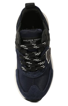 Детские кроссовки PHILIPPE MODEL JUNIOR темно-синего цвета, арт. 71164 VAR.7/18-27 | Фото 4 (Материал внешний: Кожа; Материал внутренний: Натуральная кожа; Стили: Классический)