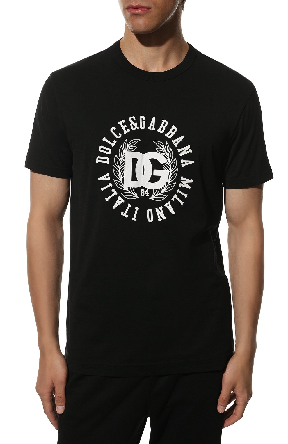 Мужская хлопковая футболка DOLCE & GABBANA черного цвета, арт. G8KBAZ/G7D9U | Фото 3 (Рукава: Короткие; Длина (для топов): Стандартные; Принт: С принтом; Материал внешний: Хлопок; Стили: Спорт-шик)