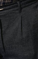 Мужские брюки из хлопка и льна EDUARD DRESSLER темно-синего цвета, арт. 250138/53W26 | Фото 5 (Длина (брюки, джинсы): Стандартные; Случай: Повседневный; Материал внешний: Хлопок, Лен; Стили: Кэжуэл)