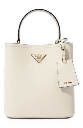 Женская сумка panier medium PRADA белого цвета, арт. 1BA212-2ERX-F0G3Z-OOO | Фото 1 (Сумки-технические: Сумки top-handle; Размер: medium; Материал: Натуральная кожа)