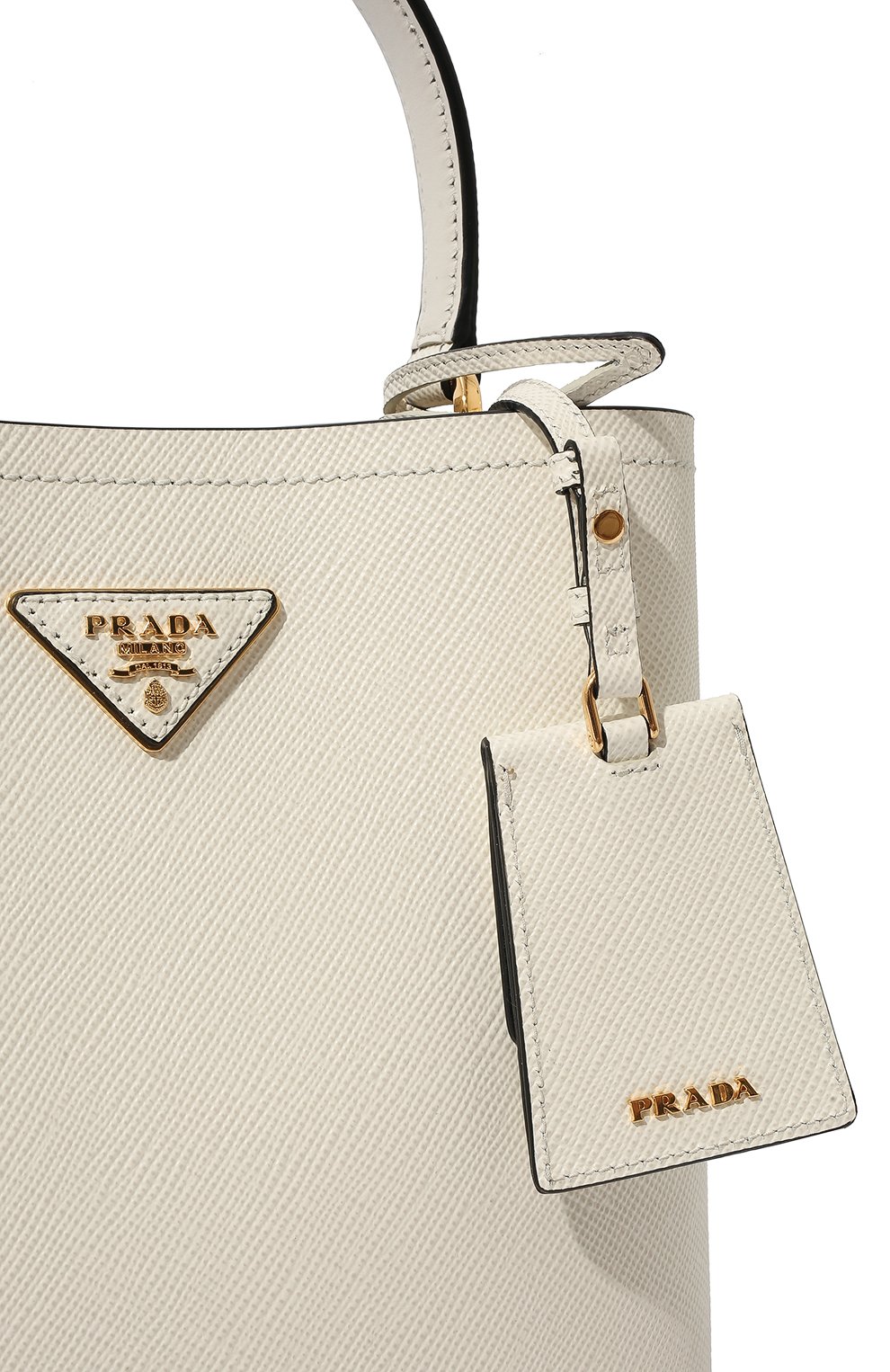 Женская сумка panier medium PRADA белого цвета, арт. 1BA212-2ERX-F0G3Z-OOO | Фото 2 (Сумки-технические: Сумки top-handle; Размер: medium; Материал: Натуральная кожа)