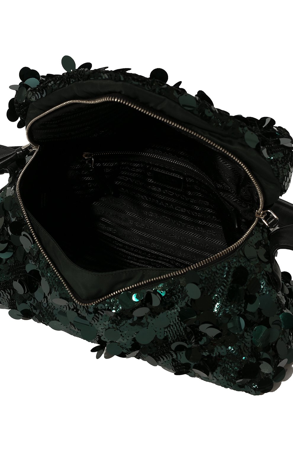 Женская сумка signaux PRADA зеленого цвета, арт. 1BC165-2DX0-F0422-OOO | Фото 4 (Женское Кросс-КТ: Вечерняя сумка; Сумки-технические: Сумки top-handle; Материал: Натуральная кожа; Размер: large)