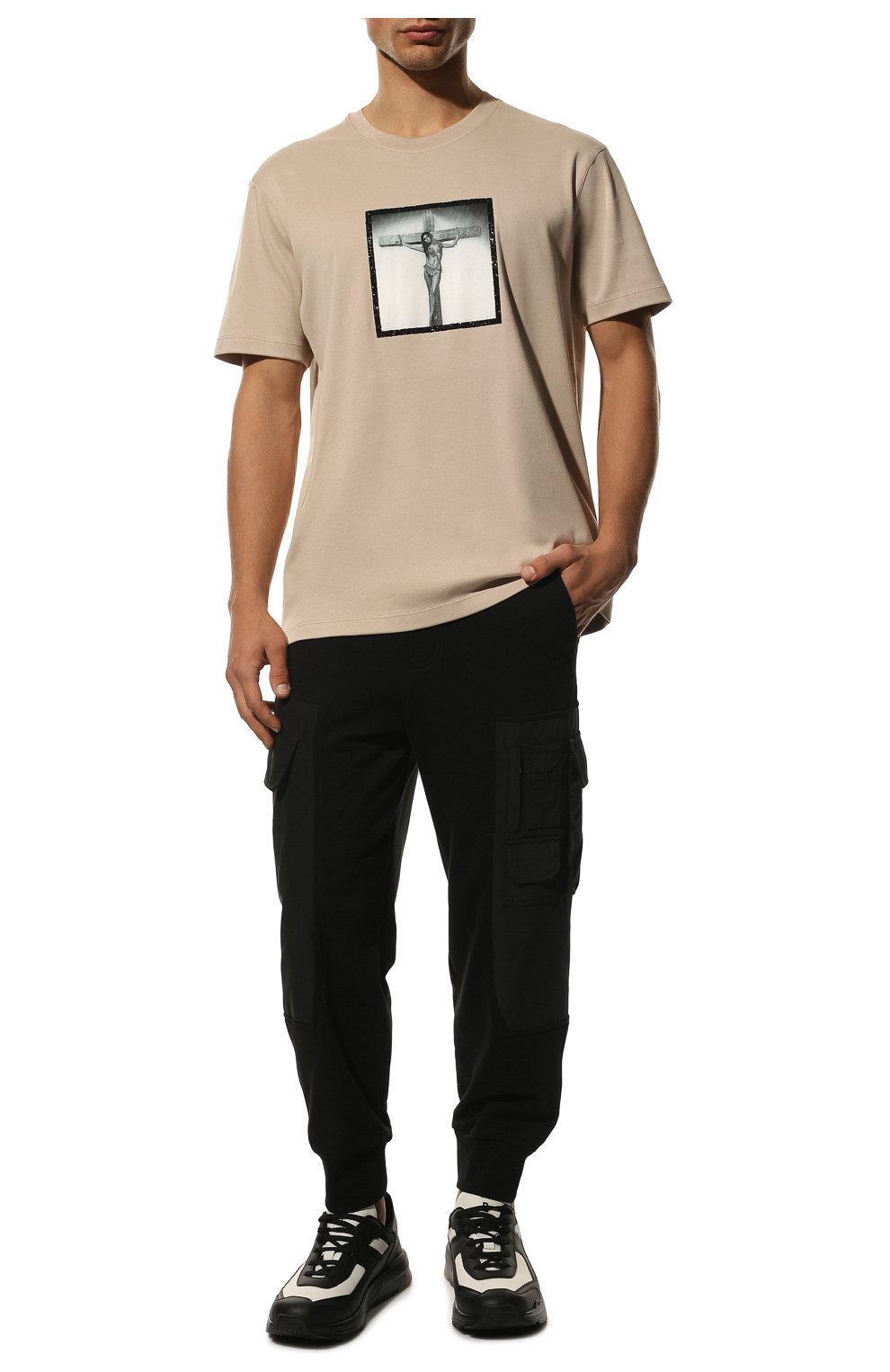 Мужская хлопковая футболка LIMITATO бежевого цвета, арт. RETR0SPECTIVE/T-SHIRT | Фото 2 (Рукава: Короткие; Длина (для топов): Стандартные; Стили: Гранж; Принт: С принтом; Материал внешний: Хлопок)