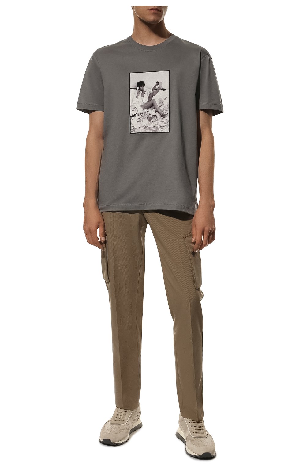 Мужская хлопковая футболка LIMITATO серого цвета, арт. HAPPY H0UR CLASSIC/T-SHIRT | Фото 2 (Рукава: Короткие; Длина (для топов): Стандартные; Стили: Гранж; Принт: С принтом; Материал внешний: Хлопок)