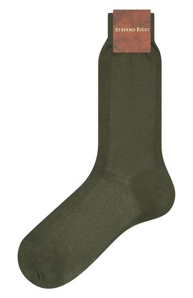 Мужские хлопковые носки STEFANO RICCI хаки цвета, арт. C009UN006/C009UN | Фото 1 (Материал внешний: Хлопок; Кросс-КТ: бельё)