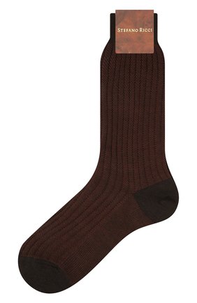 Мужские носки из шерсти и хлопка STEFANO RICCI темно-коричневого цвета, арт. C138JQ0222/C138JQ | Фото 1 (Материал внешний: Шерсть)