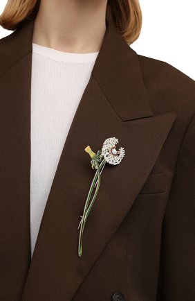 Женская брошь одуванчик РУССКИЕ САМОЦВЕТЫ белого цвета, ар т. 41551 | Фото 2 (Материал: Серебро)