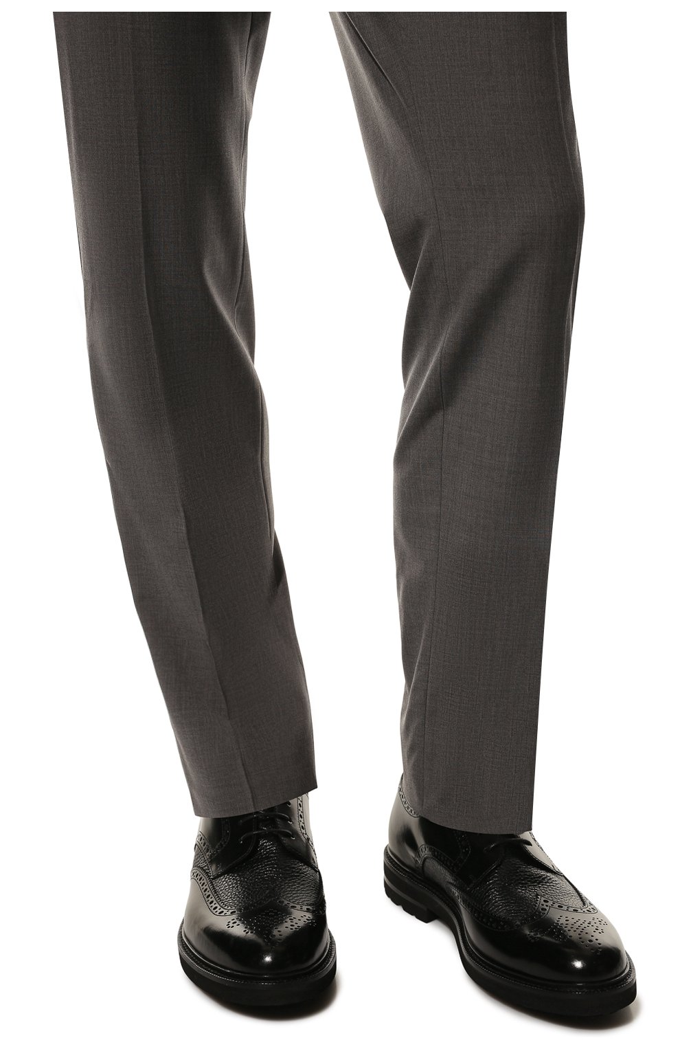 Мужские кожаные дерби H`D`S`N BARACCO черного цвета, арт. 82216.BV.1* | Фото 3 (Материал внешний: Кожа; Мужское Кросс-КТ: Броги-обувь; Материал внутренний: Натуральная кожа; Стили: Классический)