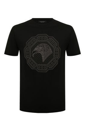 Мужская хлопковая футболка STEFANO RICCI черного цвета, арт. *MNH1401330/TE0001 | Фото 1 (Длина (для топов): Стандартные; Материал внешний: Хлопок; Рукава: Короткие; Стили: Кэжуэл; Принт: С принтом)