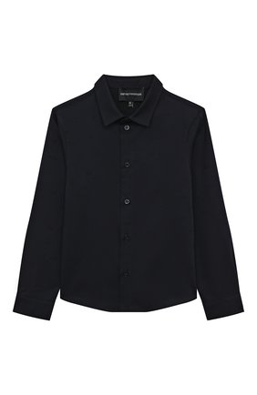 Детская хлопковая рубашка EMPORIO ARMANI темно-синего цвета по цене 13100 руб., арт. 6L4C86/1N8JZ | Фото 1 Детская хлопковая рубашка EMPORIO ARMANI темно-синего цвета, арт. 6L4C86/1N8JZ | Фото 1 (Рукава: Длинные; Материал внешний: Хлопок; Случай: Повседневный)