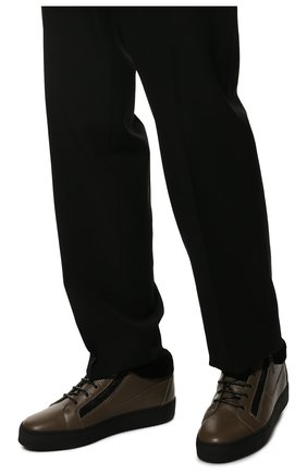 Мужские кожаные кеды frankie winter GIUSEPPE ZANOTTI DESIGN хаки цвета, арт. RU20003/002 | Фото 3 (Материал внешний: Кожа; Материал утеплителя: Натуральный мех; Стили: Классический)