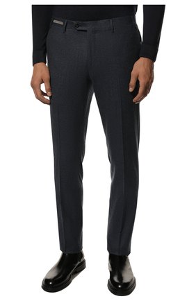 Мужские шерстяные брюки CORNELIANI темно-синего цвета, арт. 905B01-2818111/02 | Фото 3 (Материал внешний: Шерсть; Длина (брюки, джинсы): Стандартные; Случай: Повседневный; Материал подклада: Вискоза; Стили: Кэжуэл)