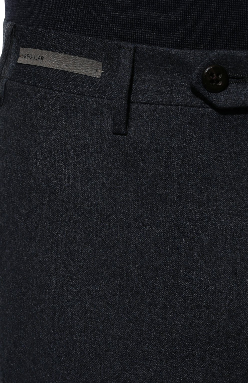 Мужские шерстяные брюки CORNELIANI темно-синего цвета, арт. 905B01-2818111/02 | Фото 5 (Материал внешний: Шерсть; Длина (брюки, джинсы): Стандартные; Случай: Повседневный; Материал подклада: Вискоза; Стили: Кэжуэл)