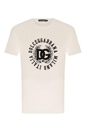Мужская хлопковая футболка DOLCE & GABBANA кремвого цвета по цене 55100 руб., арт. G8KBAZ/G7D9U | Фото 1 Мужская хлопковая футболка DOLCE & GABBANA кремвого цвета, арт. G8KBAZ/G7D9U | Фото 1 (Рукава: Короткие; Длина (для топов): Стандартные; Материал внешний: Хлопок; Принт: С принтом; Стили: Кэжуэл)