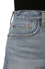 Женские джинсовые шорты RE/DONE голубого цвета, арт. 141-3W7HRSH | Фото 5 (Женское Кросс-КТ: Шорты-одежда; Кросс-КТ: Деним; Длина Ж (юбки, платья, шорты): Мини; Стили: Гранж; Материал внешний: Хлопок, Деним)