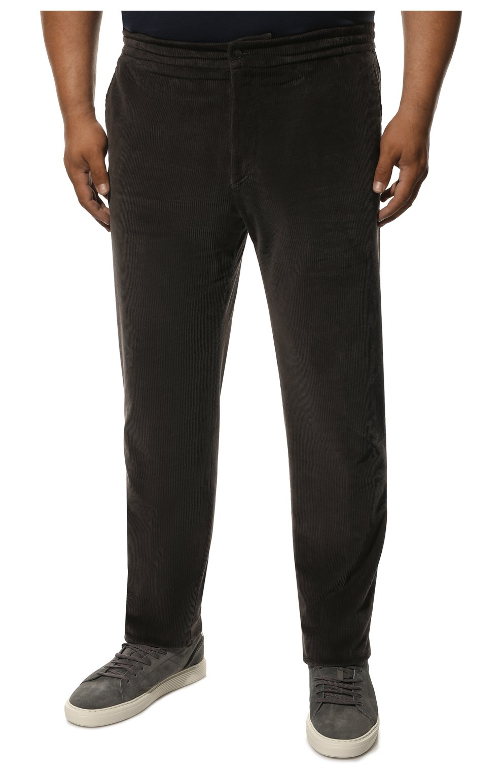 Мужские хлопковые брюки MARCO PESCAROLO темно-серого цвета, арт. CHIAIAM/ZIP+SFILA/4602 | Фото 3 (Big sizes: Big Sizes; Длина (брюки, джинсы): Стандартные; Случай: Повседневный; Материал внешний: Хлопок; Стили: Кэжуэл)