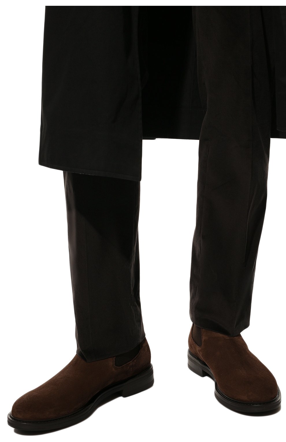 Мужские замшевые челси W.GIBBS коричневого цвета, арт. 3169002/2301 | Фото 3 (Материал внешний: Кожа, Замша; Материал утеплителя: Без утеплителя; Материал внутренний: Текстиль; Мужское Кросс-КТ: Сапоги-обувь, Челси-обувь)