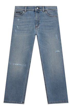 Детские джинсы DOLCE & GABBANA синего цвета, арт. L42F48/LDA54/2-6 | Фото 1 (Материал внешний: Хлопок; Ростовка одежда: 5 лет | 110 см, 6 лет | 116 см)