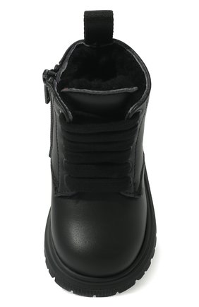 Детские кожаные ботинки MOSCHINO черного цвета, арт. 71723 VAR.1/18-27 | Фото 4 (Материал внешний: Кожа; Материал утеплителя: Натуральный мех)