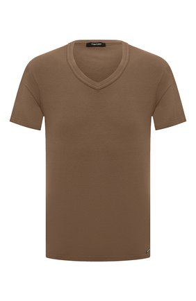 Мужская хлопковая футболка TOM FORD коричневого цвета, арт. T4M091040 | Фото 1 (Рукава: Короткие; Материал внешний: Хлопок; Длина (для топов): Стандартные; Кросс-КТ: домашняя одежда)