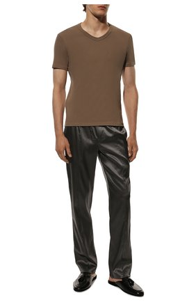 Мужская хлопковая футболка TOM FORD коричневого цвета, арт. T4M091040 | Фото 2 (Кросс-КТ: домашняя одежда; Рукава: Короткие; Длина (для топов): Стандартные; Материал внешний: Хлопок)