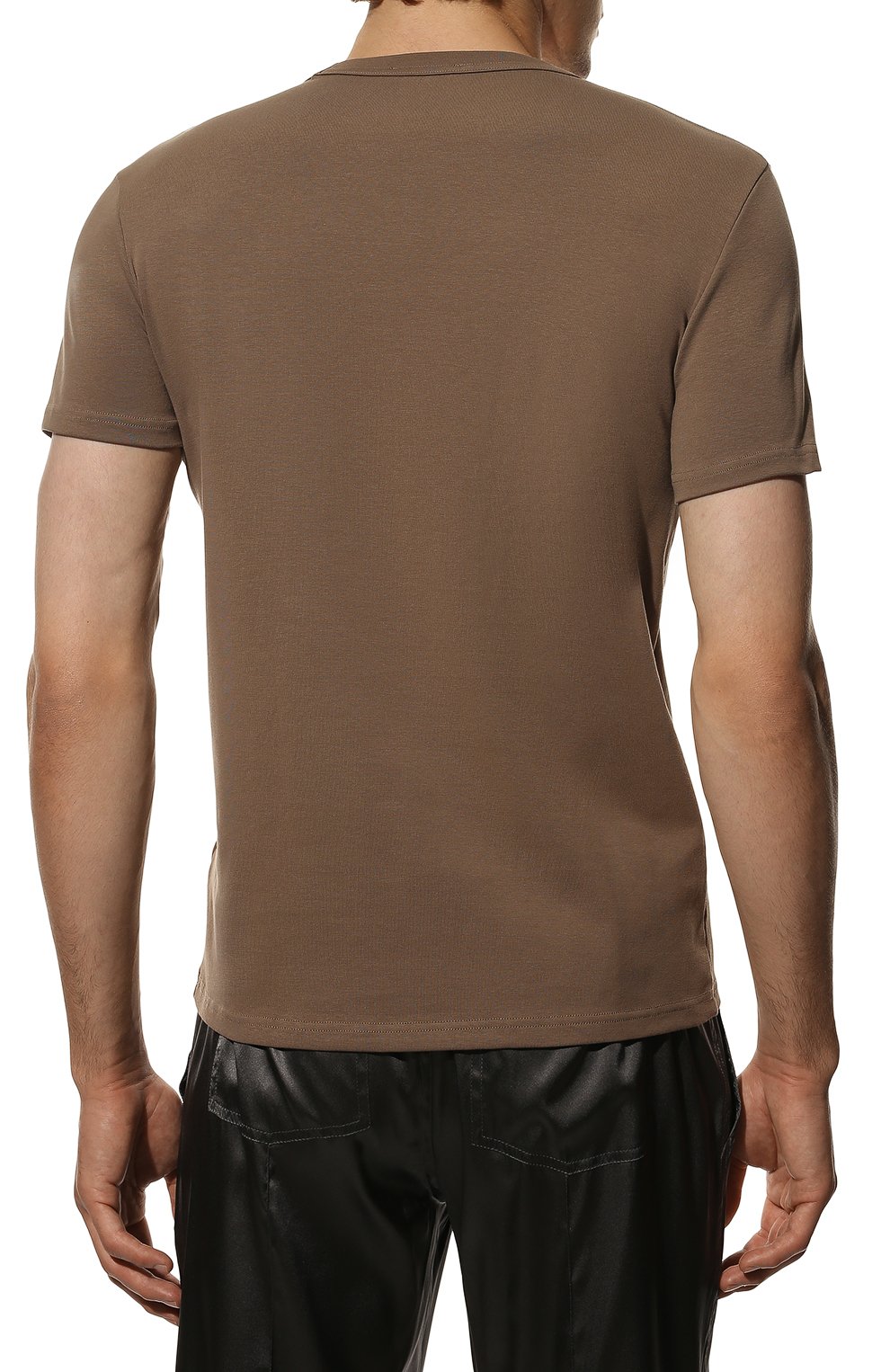 Мужская хлопковая футболка TOM FORD коричневого цвета, арт. T4M091040 | Фото 4 (Кросс-КТ: домашняя одежда; Рукава: Короткие; Длина (для топов): Стандартные; Материал внешний: Хлопок)