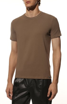 Мужская хлопковая футболка TOM FORD коричневого цвета, арт. T4M081040 | Фото 3 (Кросс-КТ: домашняя одежда; Рукава: Короткие; Длина (для топов): Стандартные; Материал внешний: Хлопок)