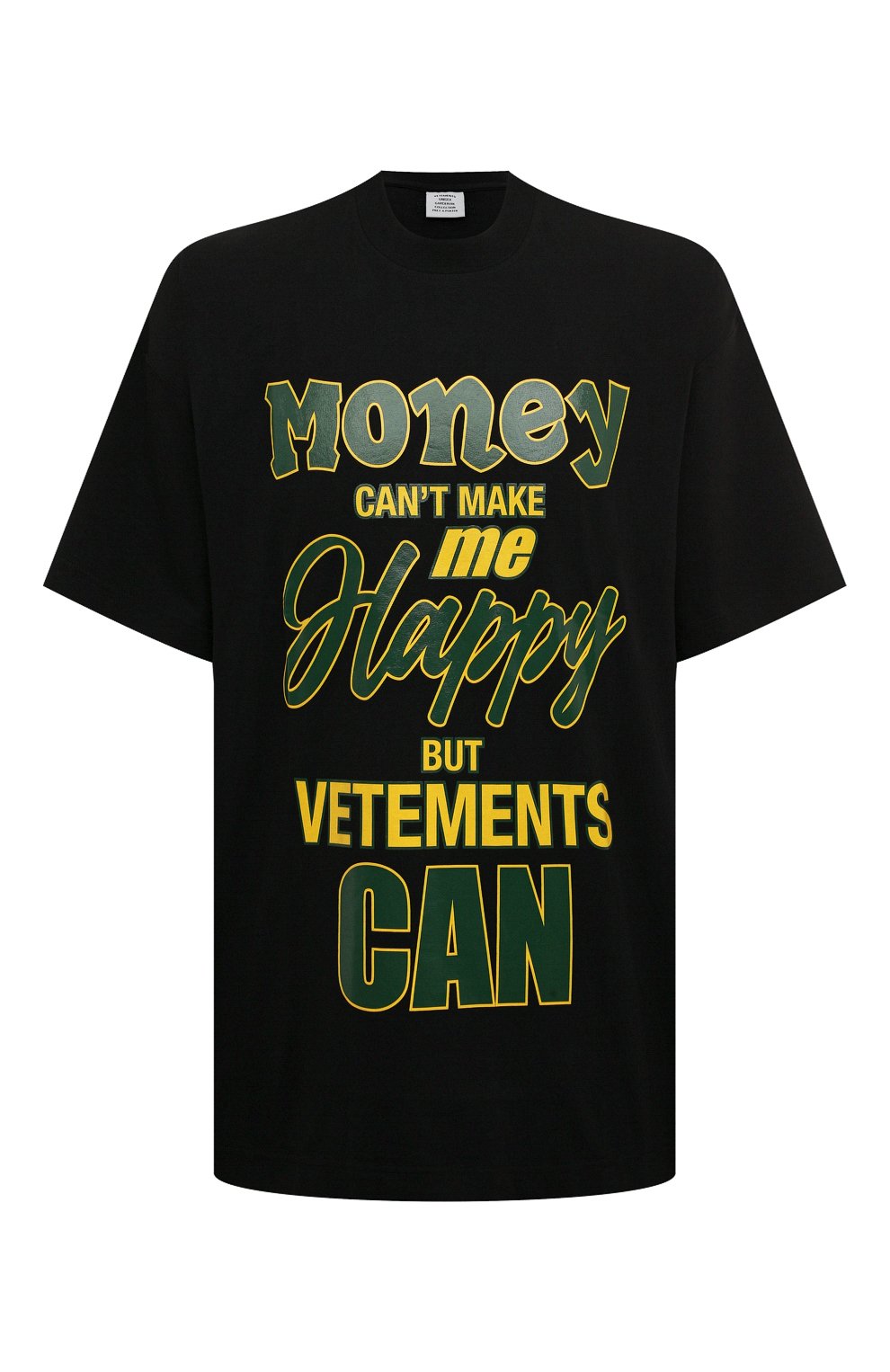 Мужского хлопковая футболка VETEMENTS черного цвета, арт. UA53TR290B 1610/M | Фото 1 (Рукава: Короткие; Стили: Гранж; Принт: С принтом)