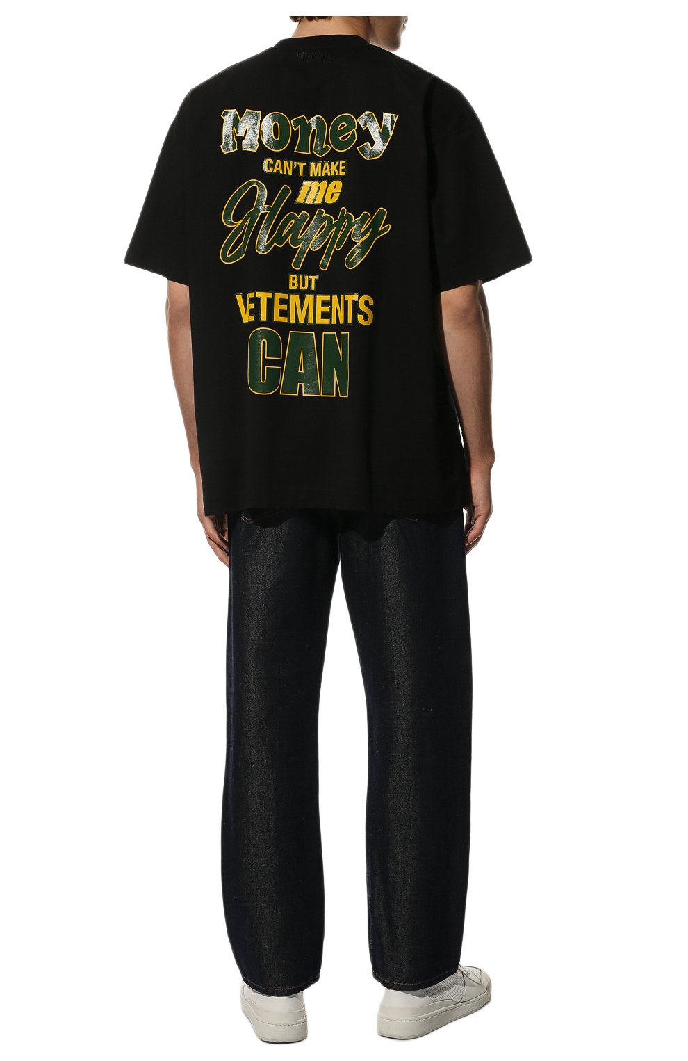 Мужского хлопковая футболка VETEMENTS черного цвета по цене 58300 руб., арт. UA53TR290B 1610/M | Фото 2 Мужского хлопковая футболка VETEMENTS черного цвета, арт. UA53TR290B 1610/M | Фото 2 (Рукава: Короткие; Стили: Гранж; Принт: С принтом)