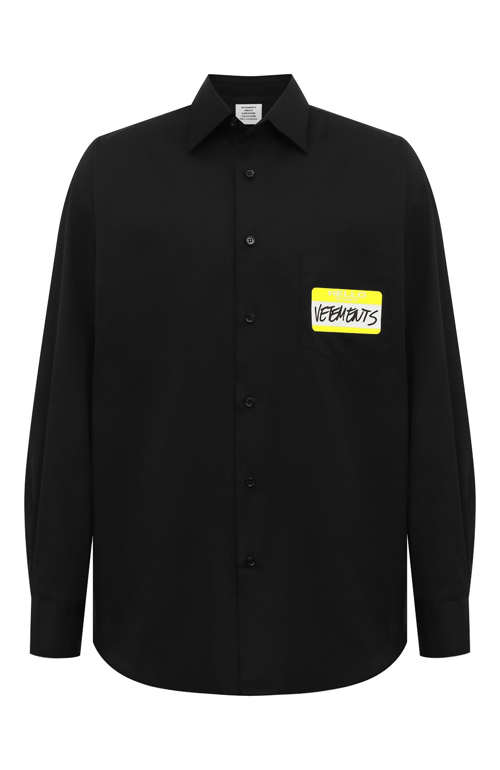 Мужского хлопковая рубашка VETEMENTS черного цвета, арт. UA53SH500B 1001/M | Фото 1 (Манжеты: На пуговицах; Воротник: Кент; Случай: Повседневный; Стили: Гранж; Принт: Однотонные)