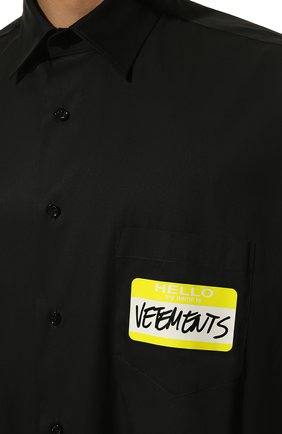 Мужского хлопковая рубашка VETEMENTS черного цвета, арт. UA53SH500B 1001/M | Фото 8 (Манжеты: На пуговицах; Воротник: Кент; Случай: Повседневный; Стили: Гранж; Принт: Однотонные)