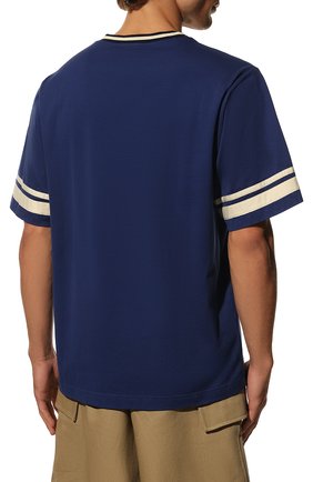 Мужская хлопковая футболка DOLCE & GABBANA синего цвета, арт. G80K8T/HU7MA | Фото 4 (Рукава: Короткие; Длина (для топов): Стандартные; Принт: С принтом; Материал внешний: Хлопок; Стили: Спорт-шик)