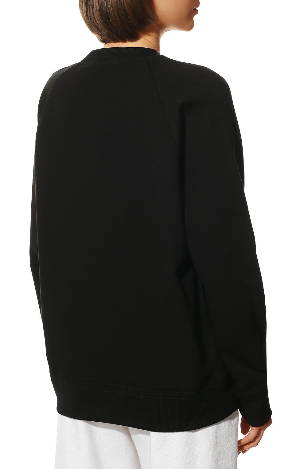 Женский хлопковый свитшот PRADA черного цвета, арт. 134645-10GW-F0967-221 | Фото 4 (Рукава: Длинные; Длина (для топов): Стандартные; Материал внешний: Хлопок; Стили: Спорт-шик; Женское Кросс-КТ: Свитшот-одежда)
