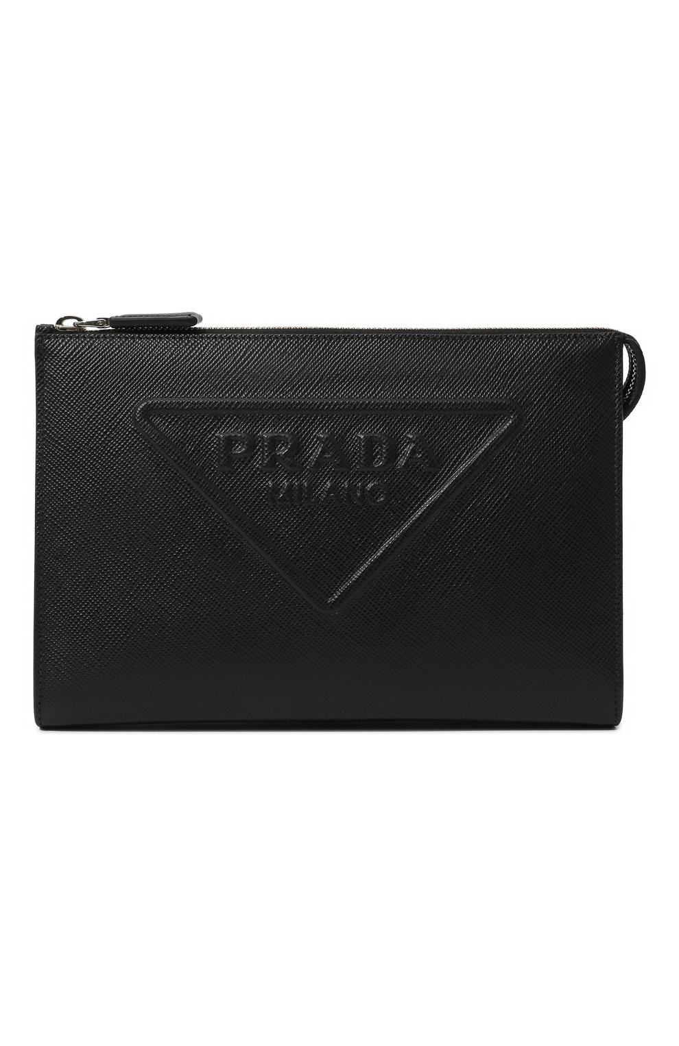 Мужская кожаный клатч PRADA черного цвета, арт. 2VF039-2FAD-F0002-OOO | Фото 1 (Материал: Натуральная кожа; Размер: small)