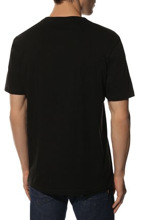 Мужская хлопковая футболка BOSS черного цвета, арт. 50481910 | Фото 4 (Рукава: Короткие; Длина (для топов): Стандартные; Принт: С принтом; Материал внешний: Хлопок; Стили: Кэжуэл)