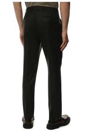 Мужские шерстяные брюки CORNELIANI темно-зеленого цвета, арт. 905B01-2818111/02 | Фото 4 (Материал внешний: Шерсть; Длина (брюки, джинсы): Стандартные; Случай: Повседневный; Материал подклада: Вискоза; Стили: Кэжуэл)