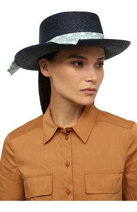 Женская соломенная шляпа GIORGIO ARMANI темно-синего цвета, арт. 797393/2R713 | Фото 2 (Материал: Растительное волокно)