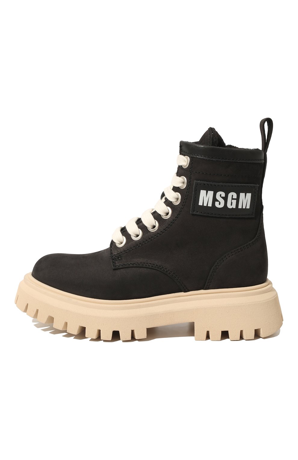 Детские замшевые ботинки MSGM KIDS черного цвета, арт. 72550 VAR.1/18-27 | Фото 2 (Материал внешний: Кожа; Материал внутренний: Текстиль)