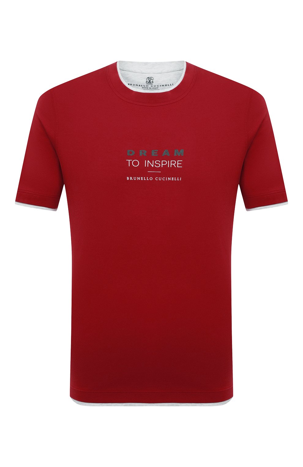 Мужская хлопковая футболка BRUNELLO CUCINELLI красного цвета, арт. M0T618710 | Фото 1 (Рукава: Короткие; Длина (для топов): Стандартные; Принт: С принтом; Материал внешний: Хлопок; Стили: Кэжуэл)
