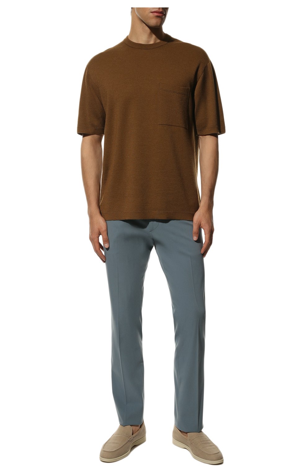 Мужские хлопковые брюки BERWICH серо-голубого цвета, арт. SC/1/LM1571X | Фото 2 (Длина (брюки, джинсы): Стандартные; Случай: Повседневный; Материал внешний: Хлопок; Стили: Кэжуэл)
